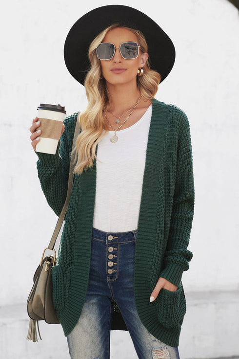 Pocket Knitted Solid Color Cardigan
